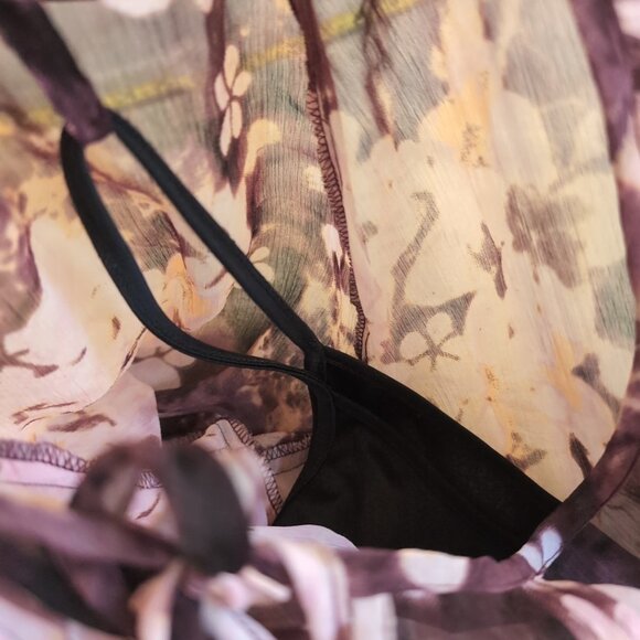 WOMEN'S BLOUSE Chadwick's of Boston Medium M Long Sleeve Pink Sheer Flowy Tassel - Picture 4 of 6